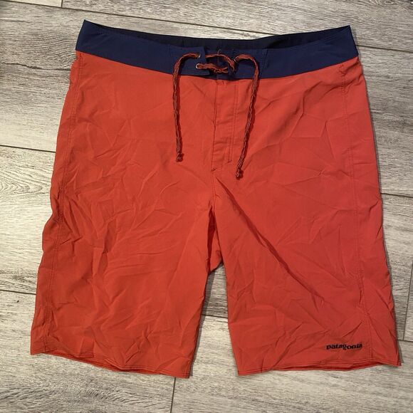 Patagonia Hydro Series Board Shorts Mens Size 32 Unlined Swim Trunks Surf Orange - Picture 1 of 7